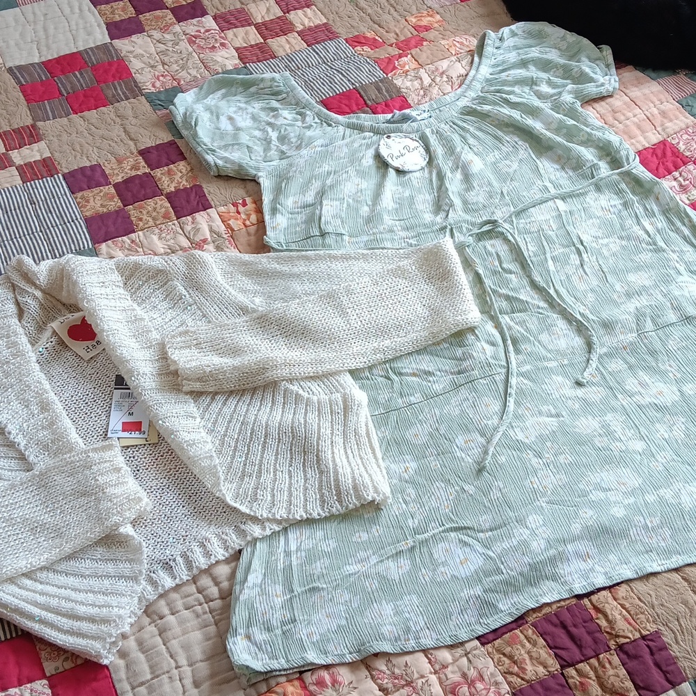 Milk Maid Cottagecore Paired NWT M-L babydoll dress & Cropped Fairycore Sweater